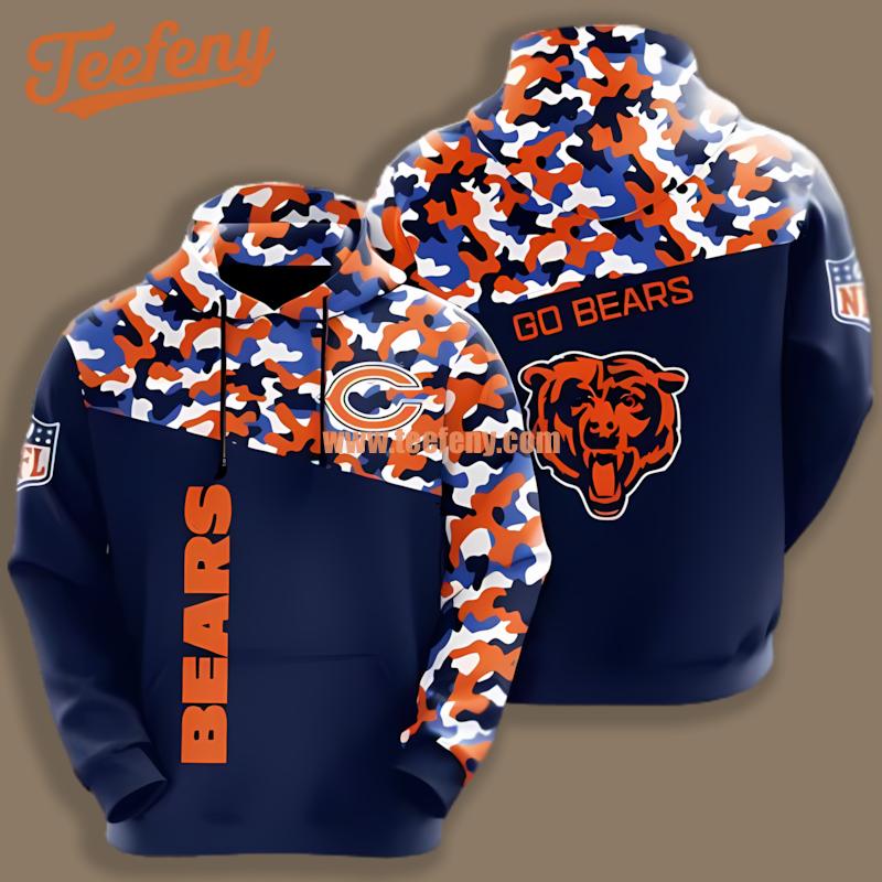 Chicago Bears Go Orange Blue Fashion 3D Hoodie