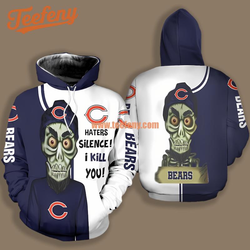 Chicago Bears Haters I Kill You Blue White Illusion 3D Hoodie