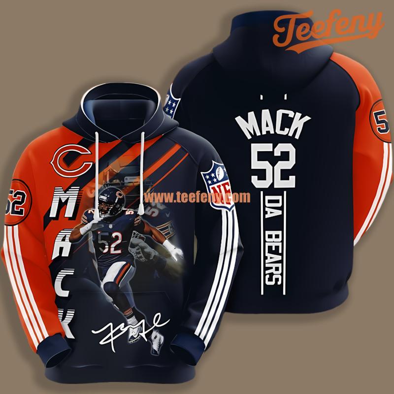 Chicago Bears Jack Skellington Pumpkin Orange Horror 3D Hoodie