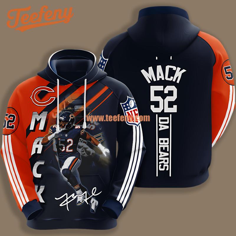 Chicago Bears Jim Mcmahon Orange Blue Graphic 3D Hoodie