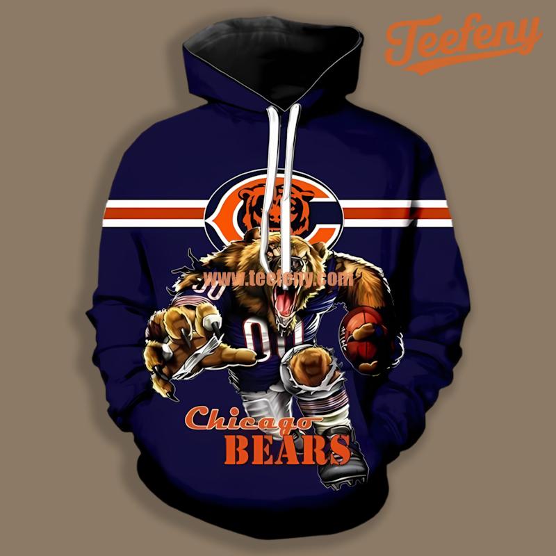 Chicago Bears Khalil Mack Blue Orange Cool 3D Hoodie