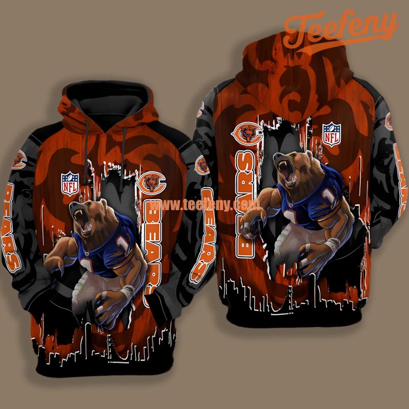 Chicago Bears Mascot Grey Orange Cool 3D Hoodie