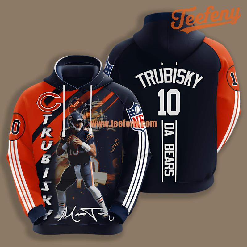 Chicago Bears Mitch Trubisky Blue Orange Unisex 3D Hoodie
