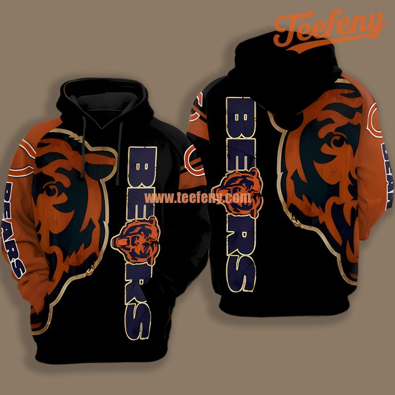 Chicago Bears Orange Black Jacket Style 3D Hoodie
