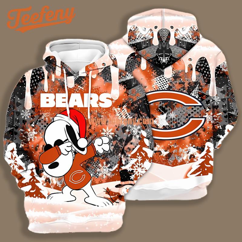 Chicago Bears Santa Snoopy Pink Orange 3D Hoodie