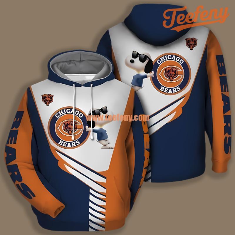 Chicago Bears Snoopy Blue Orange Pattern 3D Hoodie