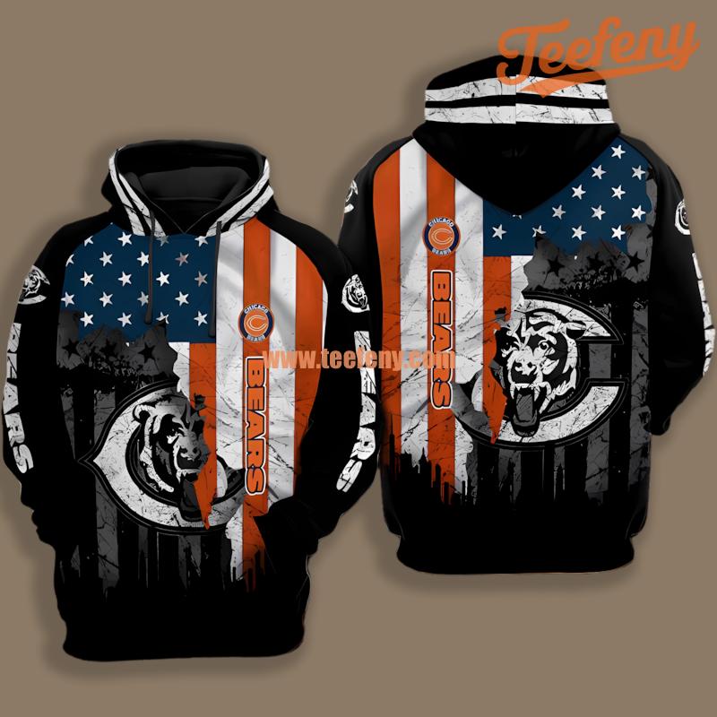 Chicago Bears White Black Unisex 3D Hoodie