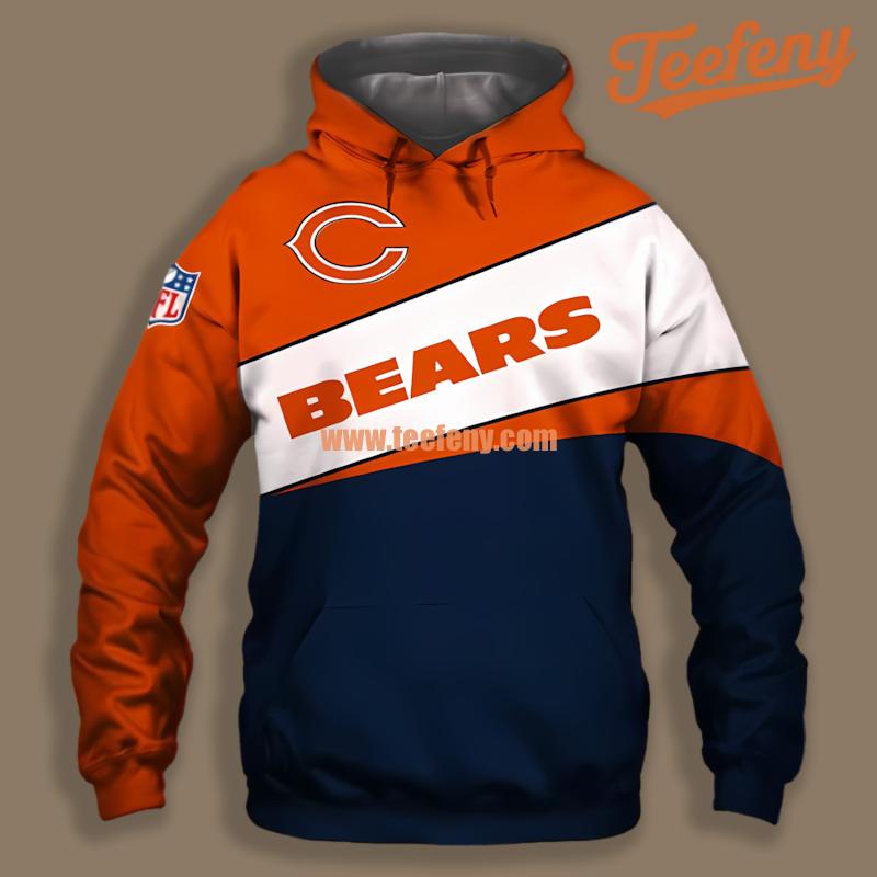 Chicago Bears White Blue Novelty 3D Hoodie