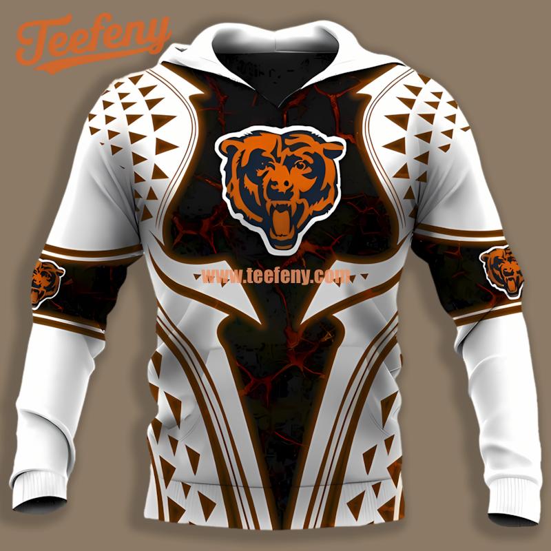Chicago Bears White Grey Cool 3D Hoodie