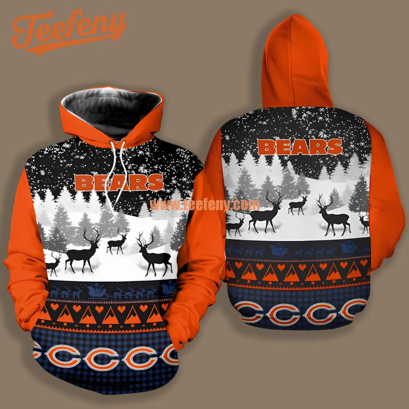 Chicago Bears Winter Snow Orange Black For Men 3D Hoodie