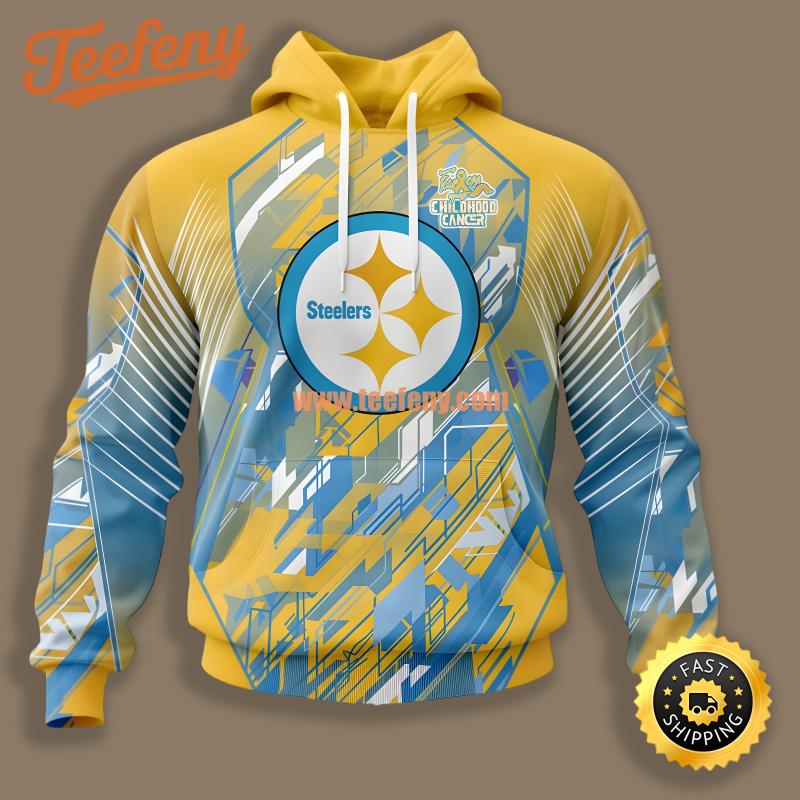Childhood Cancers Pittsburgh Steelers Blue Yellow Realistic 3D Hoodie