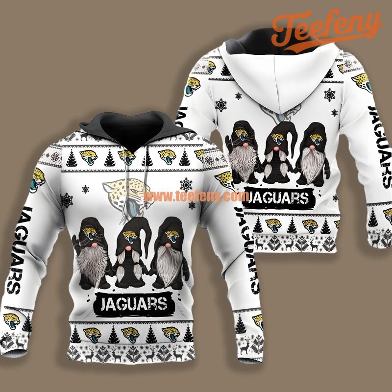 Christmas Gnomes Jacksonville Jaguars White Black Art 3D Hoodie