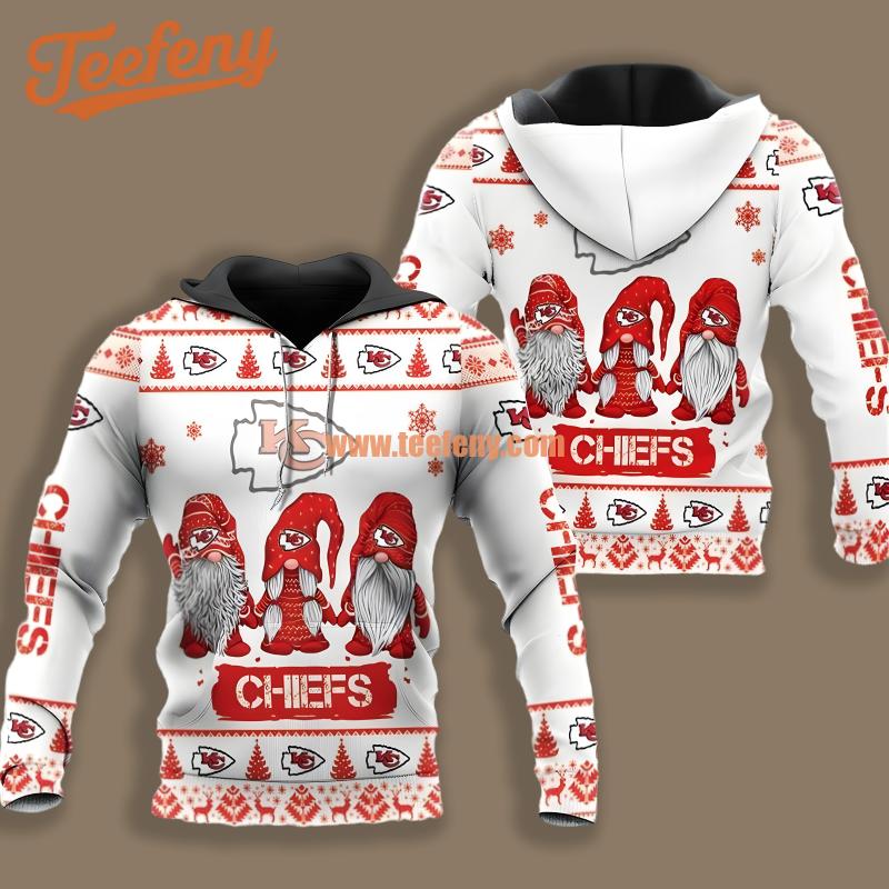 Christmas Gnomes Kansas City Chiefs Red White Print 3D Hoodie