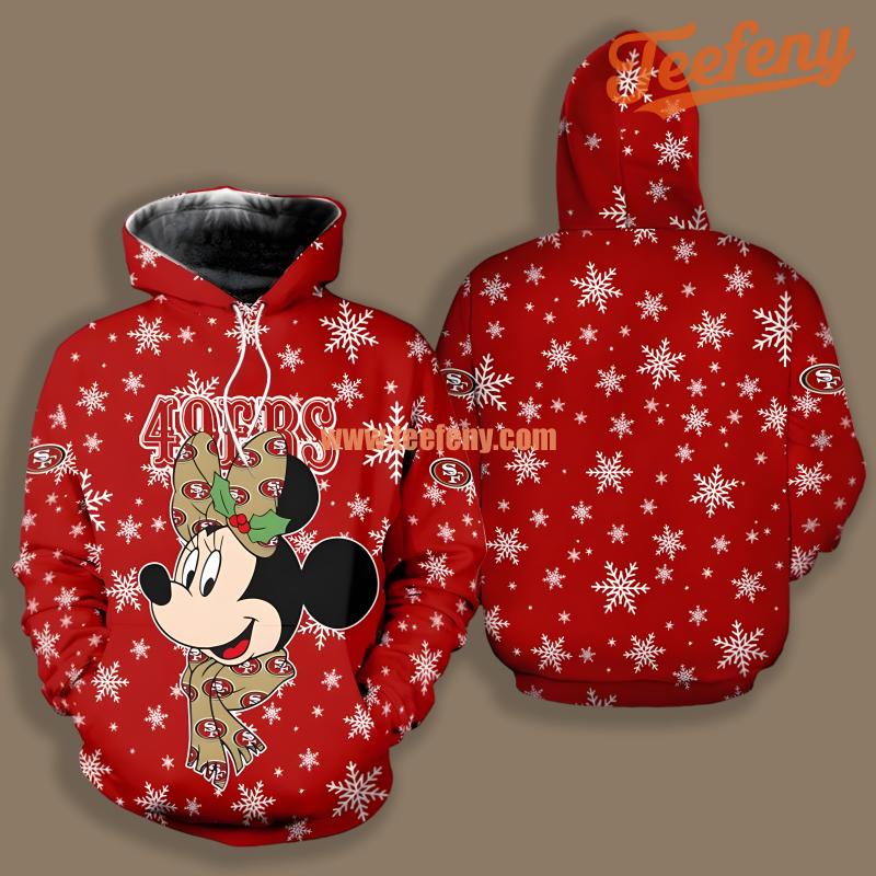 Christmas Minnie Mouse San Francisco 49Ers Red White Print 3D Hoodie