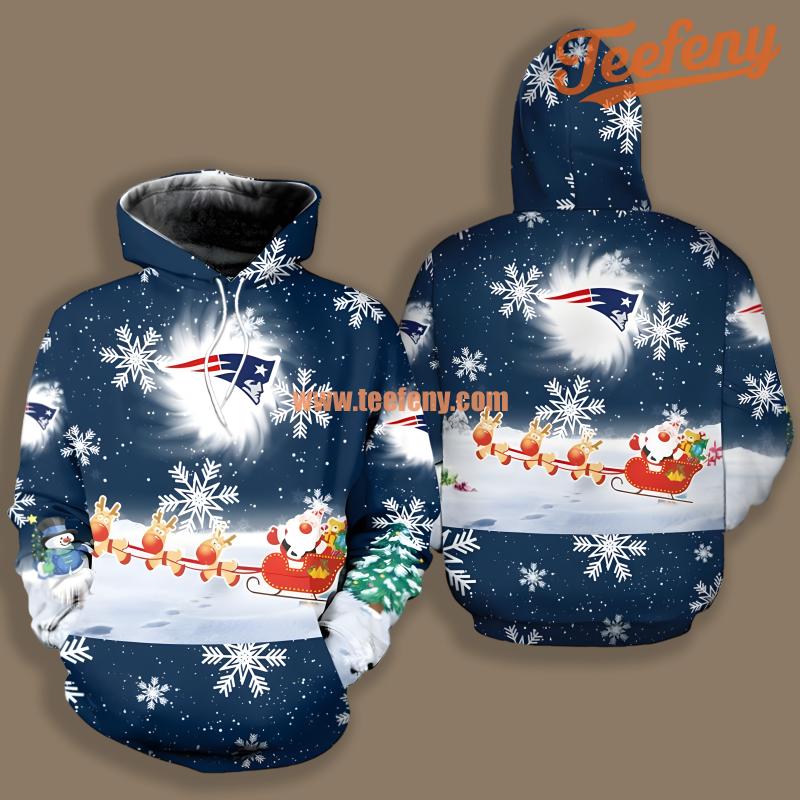 Christmas Santa Claus New England Patriots Blue Unisex 3D Hoodie