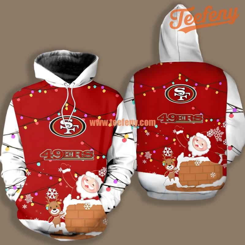 Christmas Santa Claus San Francisco 49Ers White Red Boys 3D Hoodie