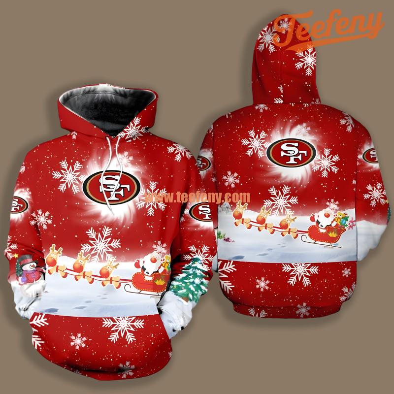 Christmas Santa Claus San Francisco 49Ers White Red Zip Up 3D Hoodie