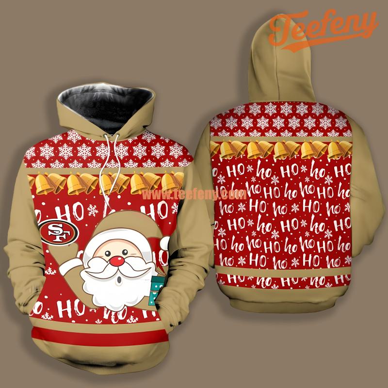 Christmas Santa Claus San Francisco 49Ers Yellow Red Printed 3D Hoodie