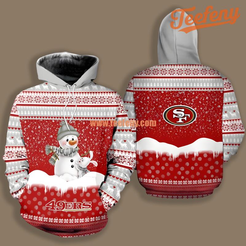 Christmas Snowman San Francisco 49Ers White Red For Men 3D Hoodie