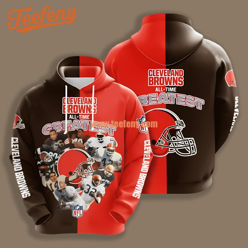 Cleveland Browns All Time Greatest Orange Black Illusion 3D Hoodie