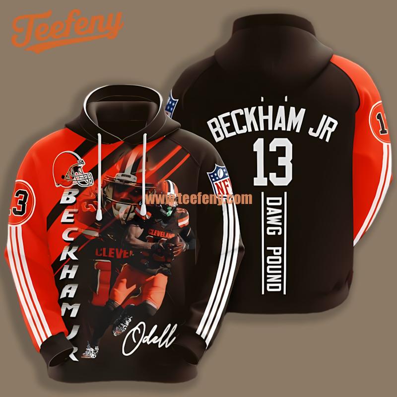 Cleveland Browns Beckham Jk Black Orange Graphic 3D Hoodie
