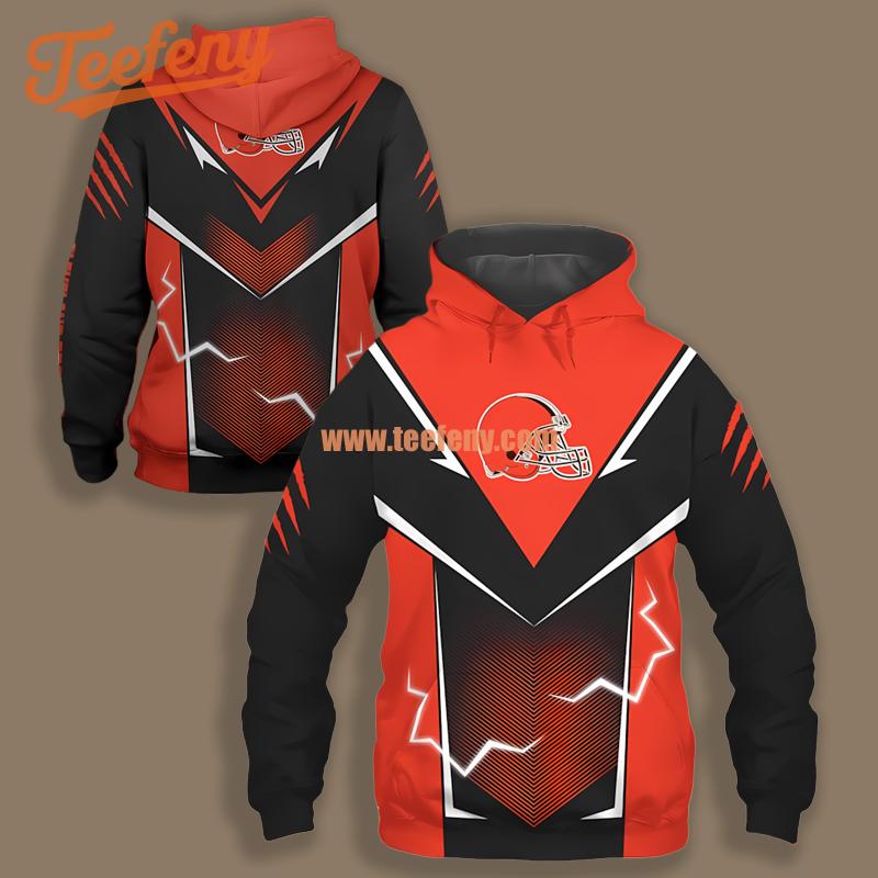 Cleveland Browns Black Orange For Sale 3D Hoodie