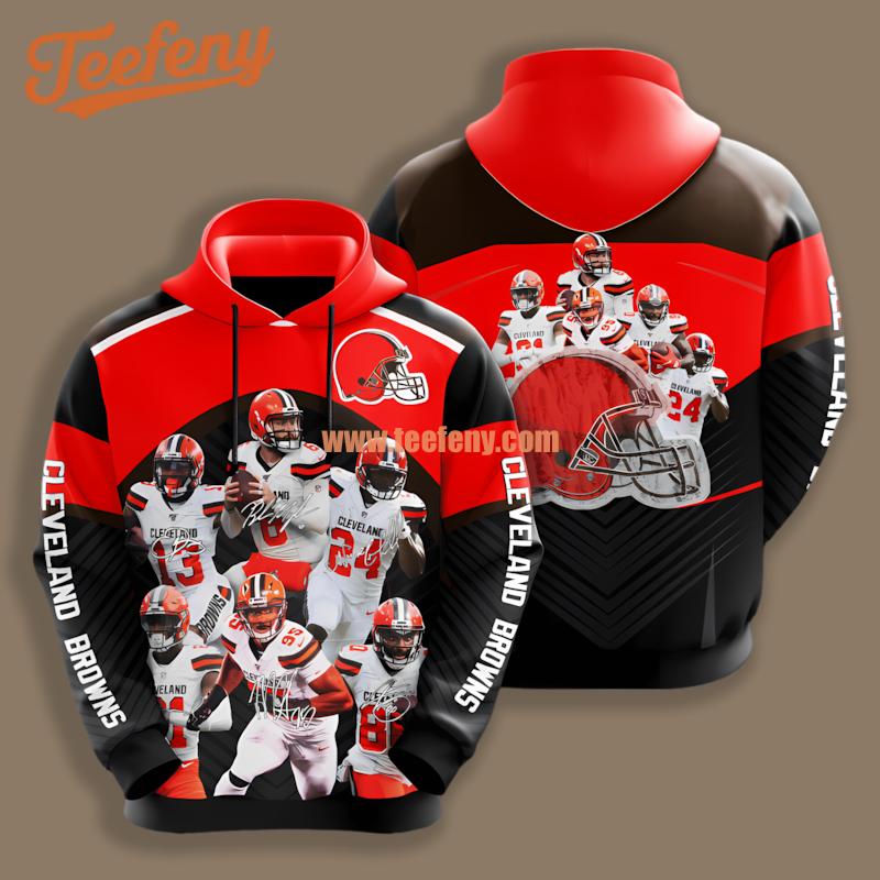 Cleveland Browns Black Orange Realistic 3D Hoodie