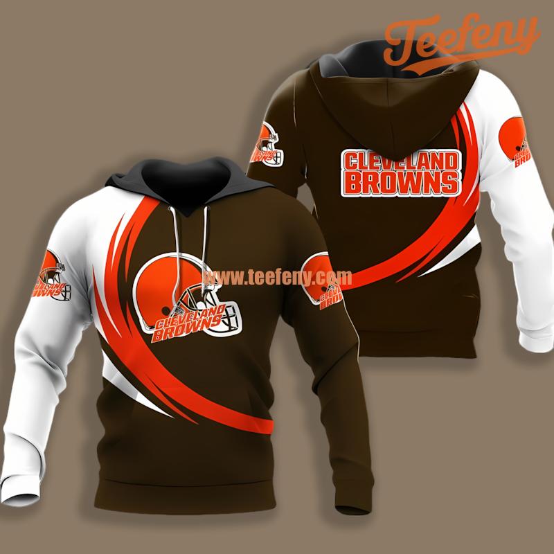 Cleveland Browns Curve Orange Brown For Men 3D Hoodie