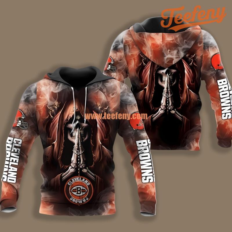 Cleveland Browns Death Smoke Orange Black Print 3D Hoodie