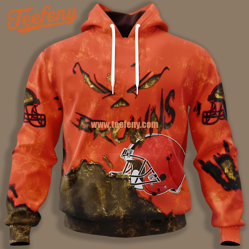 Cleveland Browns Devil Eyes Orange Jacket 3D Hoodie