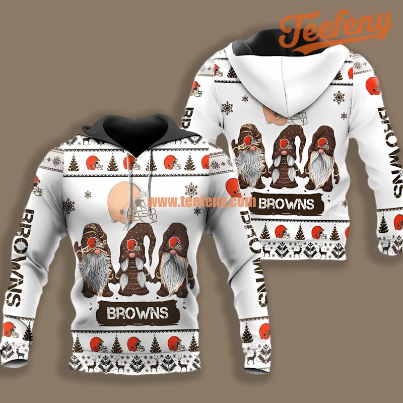 Cleveland Browns Gnomes White Jacket 3D Hoodie