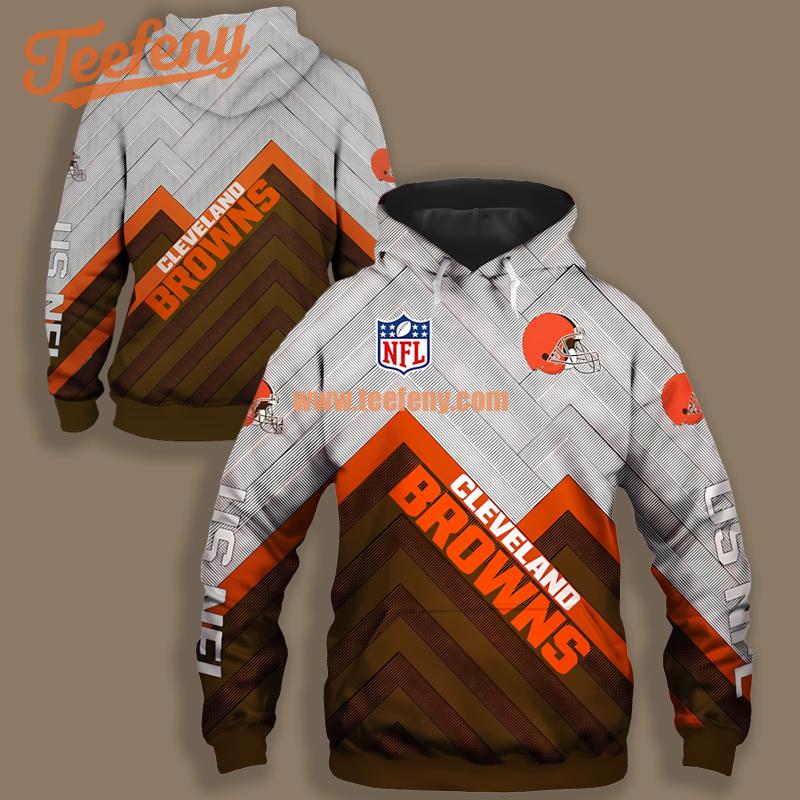 Cleveland Browns Grey Orange Printed 3D Hoodie