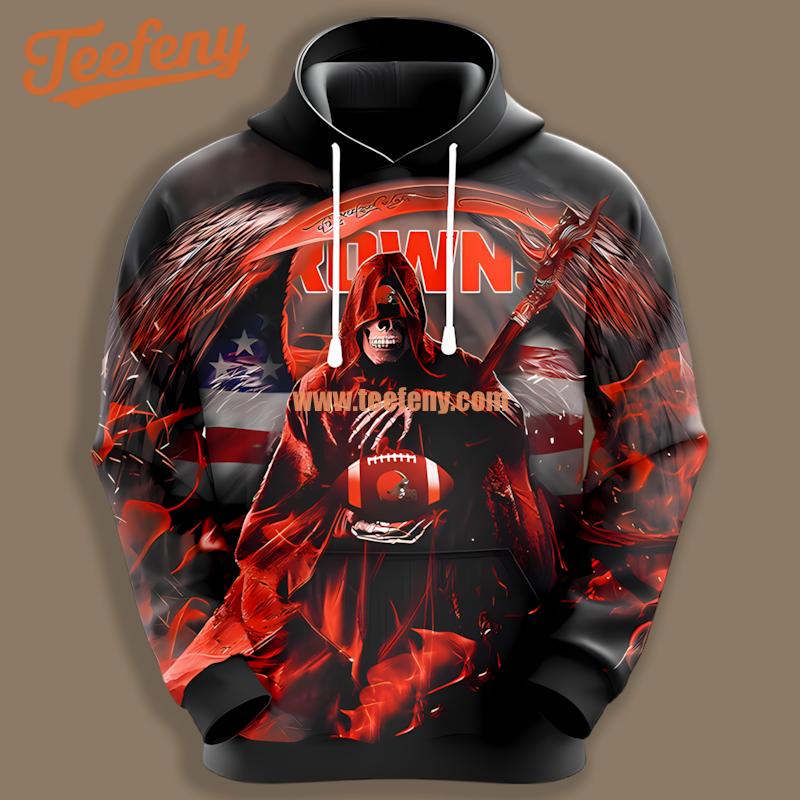 Cleveland Browns Halloween Death Hold Ball Black Printed 3D Hoodie
