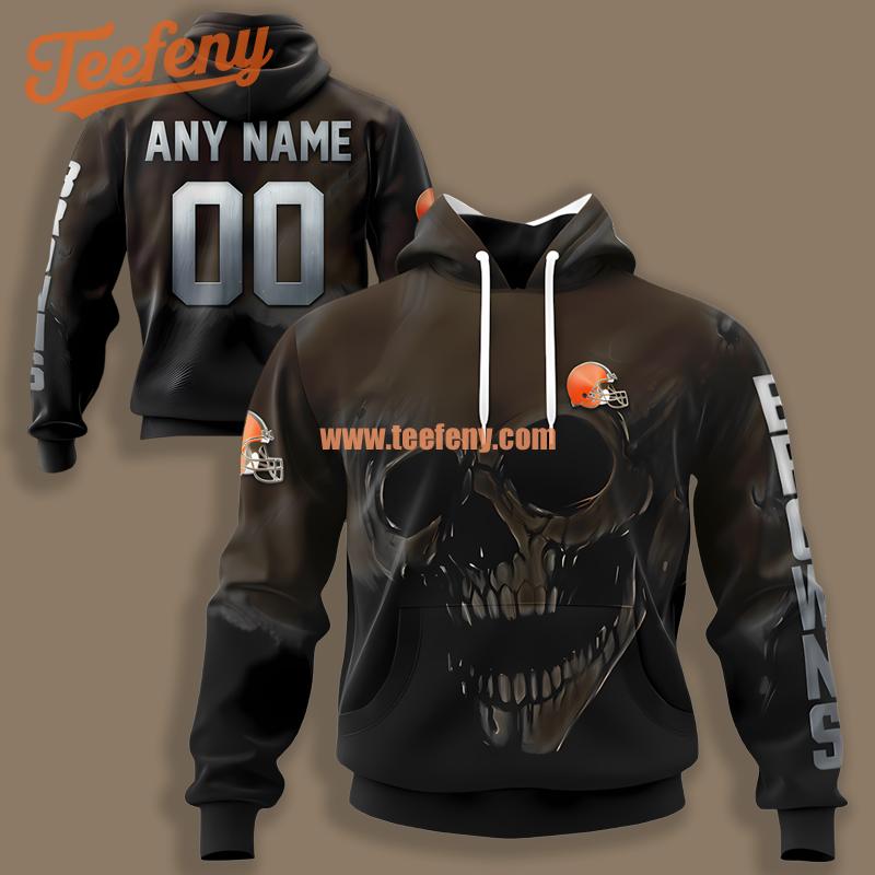 Cleveland Browns Horror Skull Personalized Black 3D Boys Hoodie