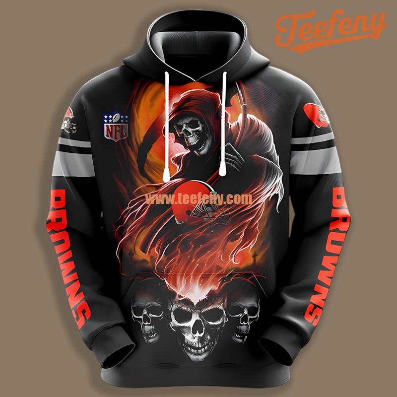 Cleveland Browns Horror The Death Skull Black Jacket 3D Hoodie