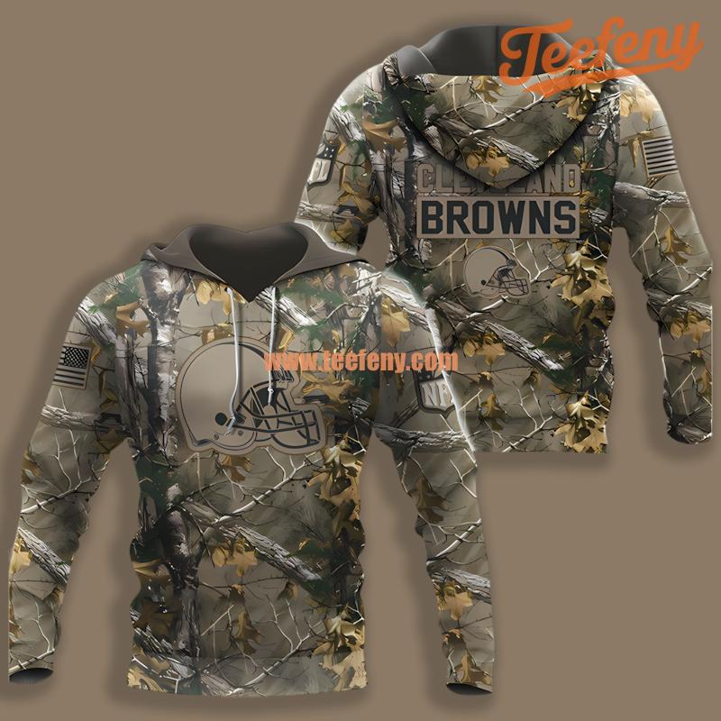 Cleveland Browns Hunting Camo For Men 3D Hoodie