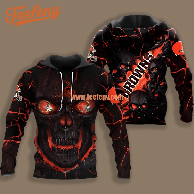 Cleveland Browns Lava Black Orange Printed 3D Hoodie