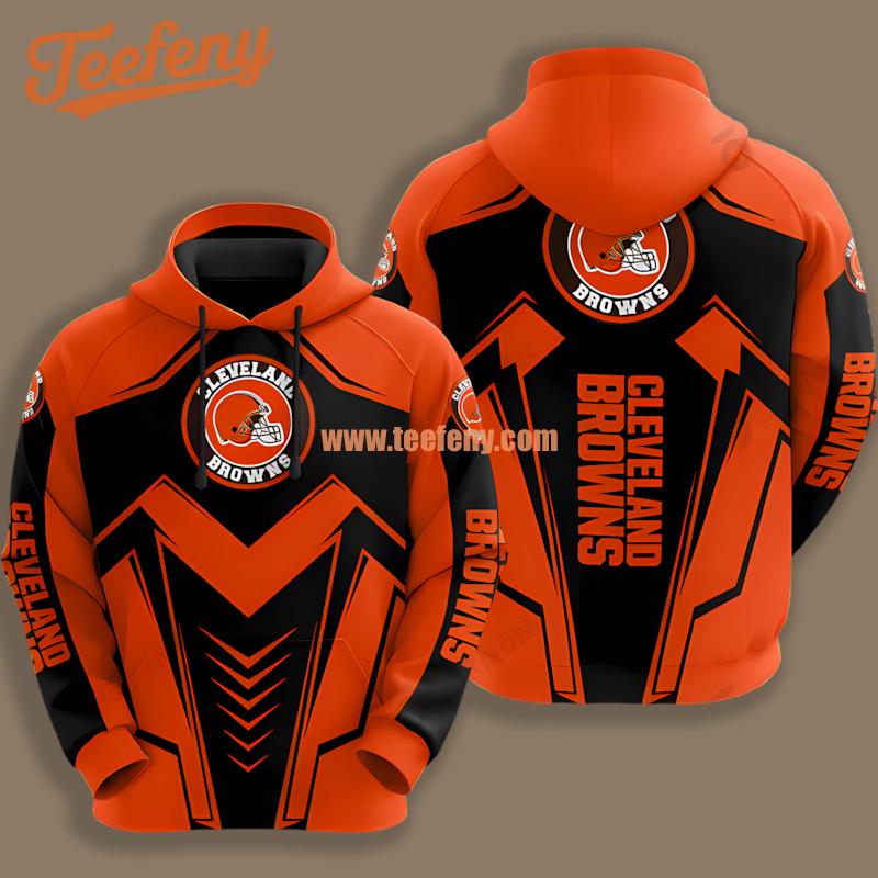 Cleveland Browns Logo Back Orange Unisex 3D Hoodie