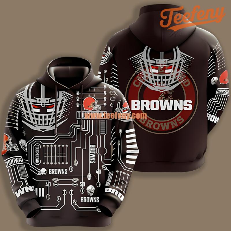 Cleveland Browns Logo Black Realistic 3D Hoodie