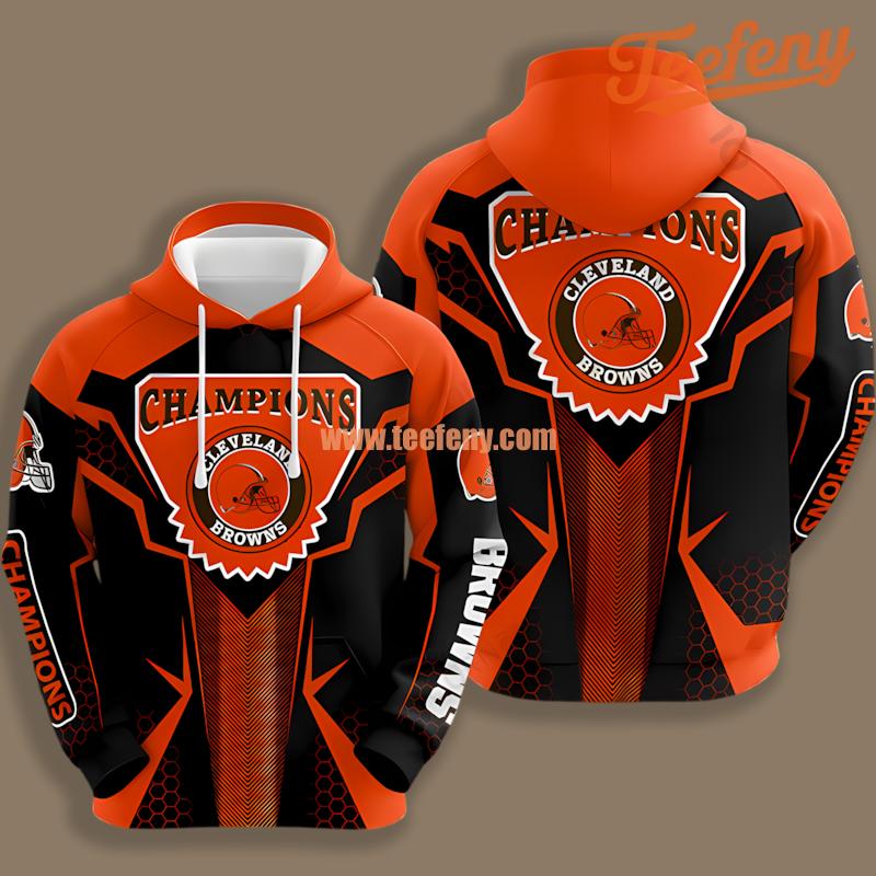 Cleveland Browns Logo Orange Novelty 3D Hoodie