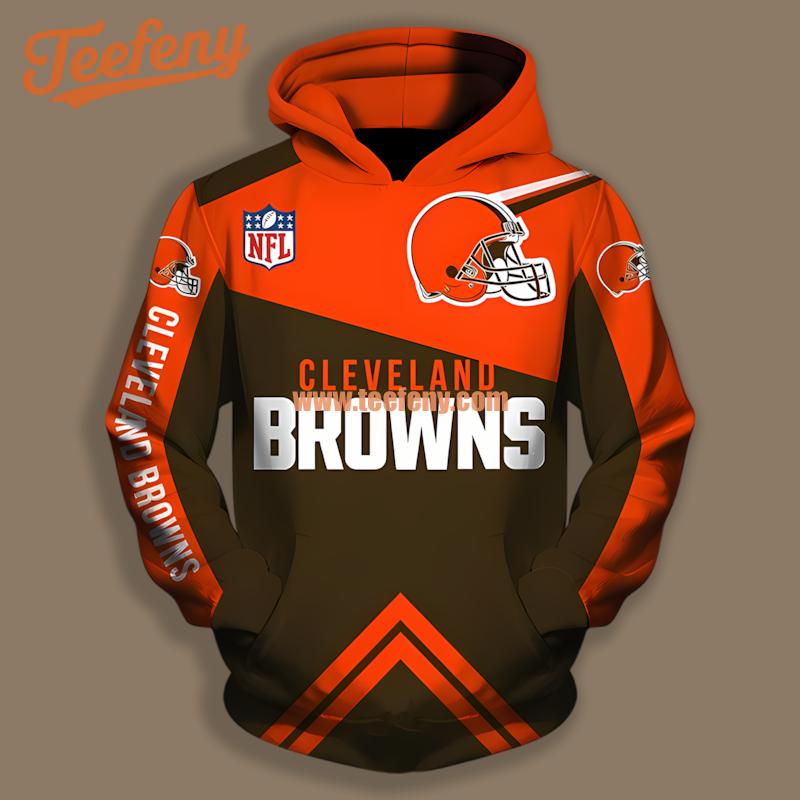 Cleveland Browns Logo Orange Realistic 3D Hoodie