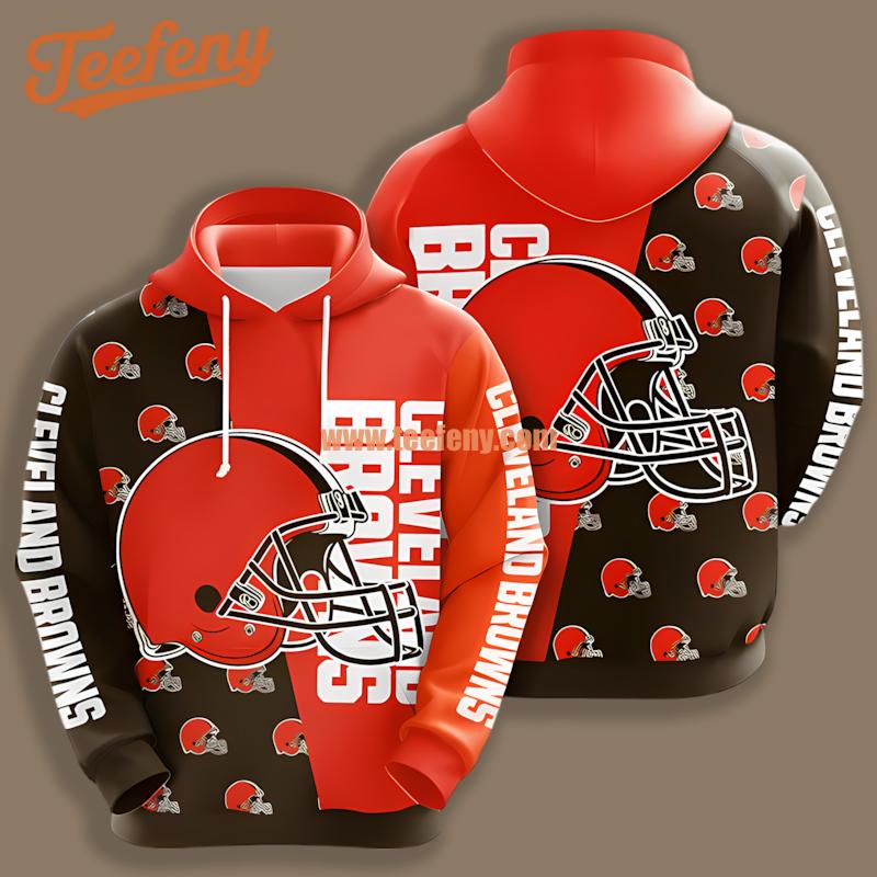 Cleveland Browns Logo Red Printed 3D Hoodie