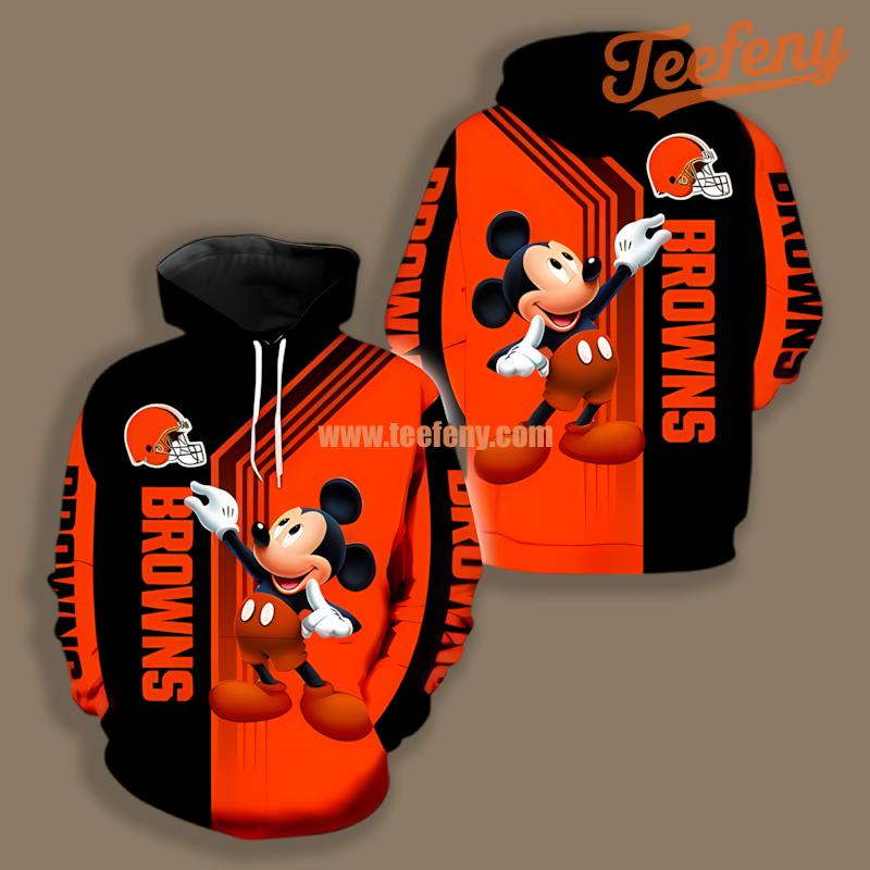 Cleveland Browns Mickey Orange Design 3D Hoodie