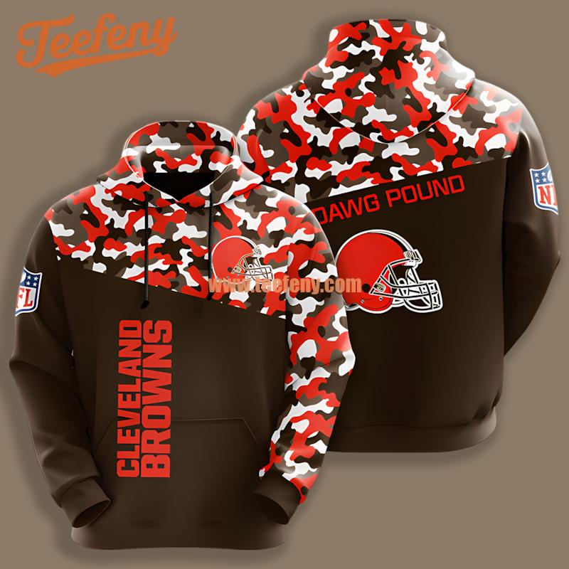 Cleveland Browns Military Pattern Red Pullover 3D Hoodie