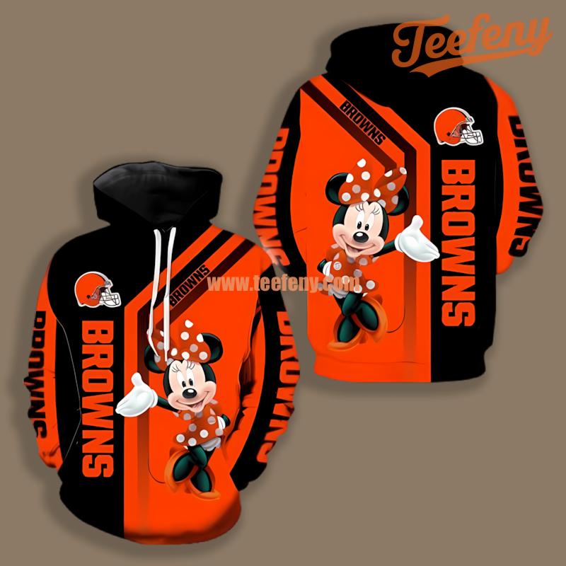Cleveland Browns Minnie Mouse Black Orange Printed 3D Hoodie