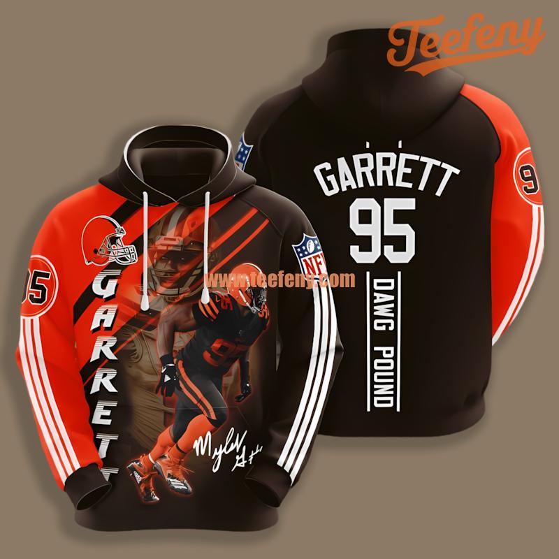 Cleveland Browns Myles Garrett Black Orange Fashion 3D Hoodie