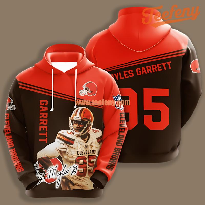 Cleveland Browns Myles Garrett Black Orange Graphic 3D Hoodie