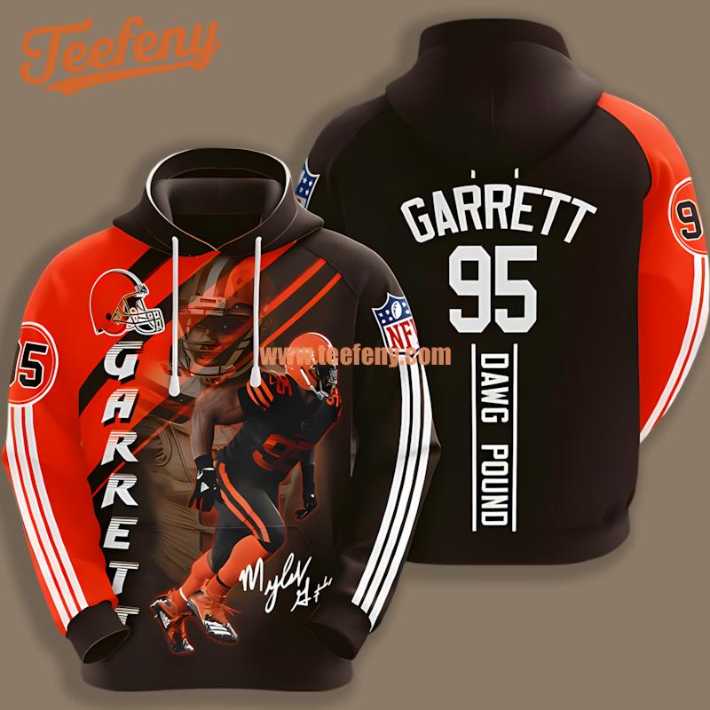 Cleveland Browns Myles Garrett Orange Graphic 3D Hoodie