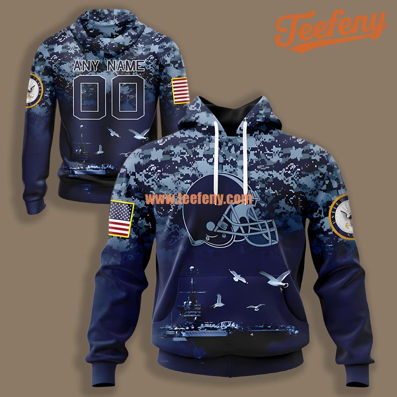 Cleveland Browns Navy Support Personalized 3D Full Print Hoodie