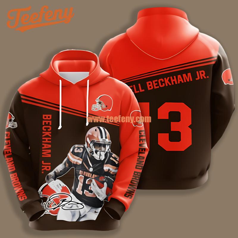 Cleveland Browns Odell Beckham Jr Black Orange Realistic 3D Hoodie